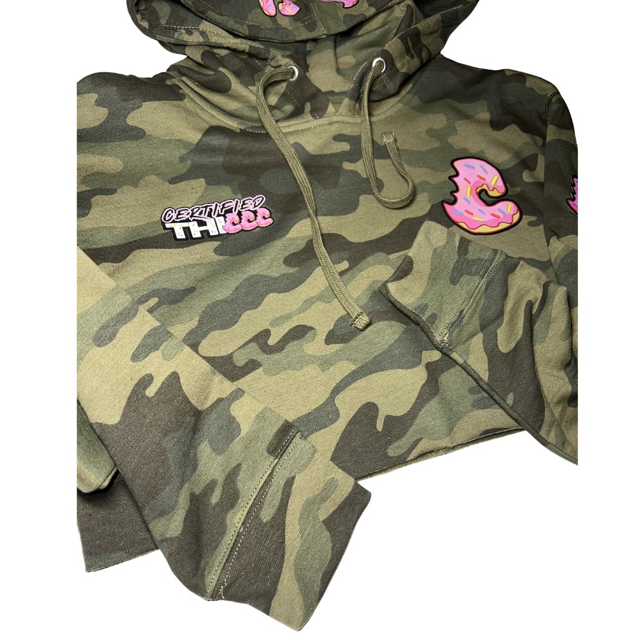 Certified Thiccc Camo Crop Hoodie