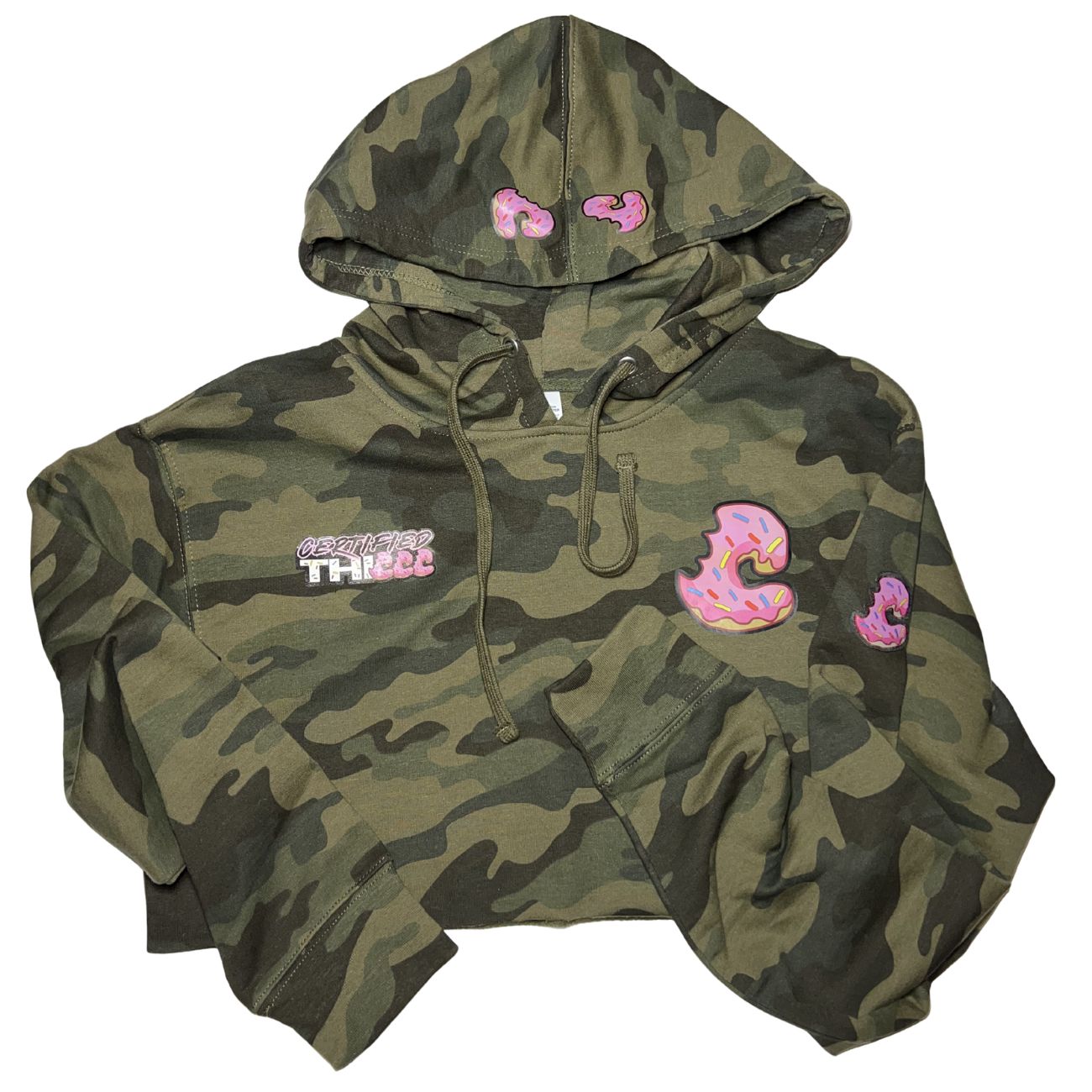 Certified Thiccc Camo Crop Hoodie